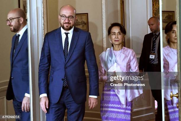 - Le Premier Ministre Charles Michel rencontre Aung San Suu Kyi, Conseillère d'Etat de l'Union de Myanmar - Eerste Minister Charles Michel ontmoet...