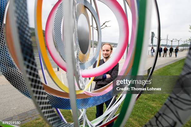 Artist Christian Achenbach pictured with his work of art 'Untiteld ' on May 5, 2017 in Bingen, Germany. The work is part of the '4....