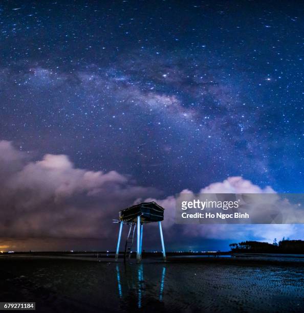 panorama of the milky way - andaman islands stock pictures, royalty-free photos & images
