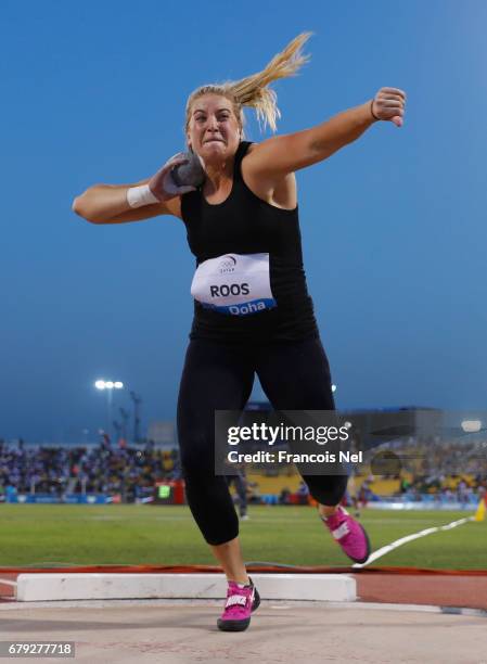 Fanny Roos of Sweden competes in the Women's Shot Put during the Doha - IAAF Diamond League 2017 at the Qatar Sports Club on May 5, 2017 in Doha,...