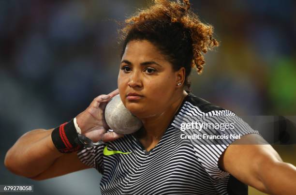 Brittany Smith of the United States competes in the Women's Shot Put during the Doha - IAAF Diamond League 2017 at the Qatar Sports Club on May 5,...