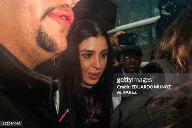 The wife of 'El Chapo', Emma Coronel Aispuro, exits the US Federal Courthouse in Brooklyn after a hearing in the case of Joaquin 'El Chapo' Guzman,...