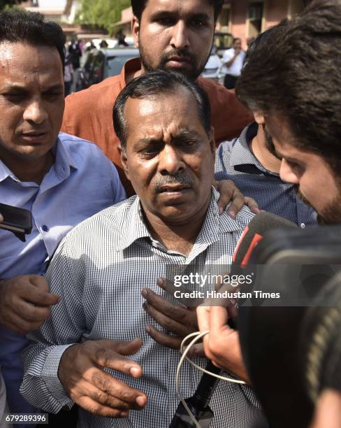 Nirbhaya's father surrounded by journalists after the Supreme Court pronounced verdict on the appeals filed by four death row convicts against death...