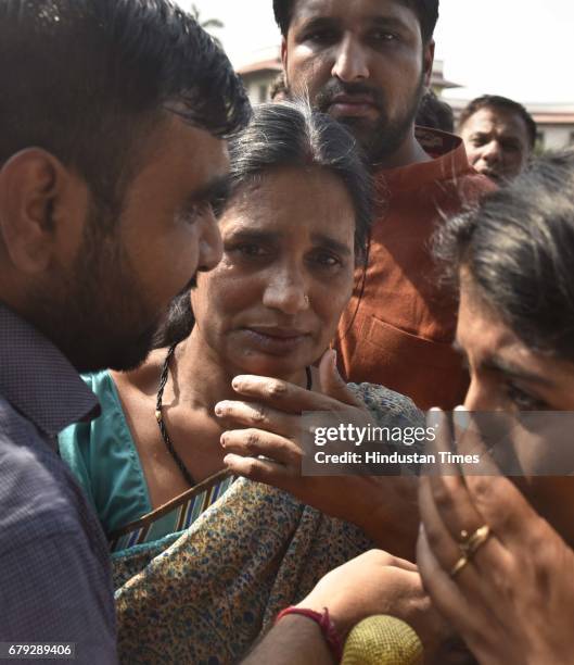 Nirbhaya's mother surrounded by journalists after the Supreme Court pronounced verdict on the appeals filed by four death row convicts against death...
