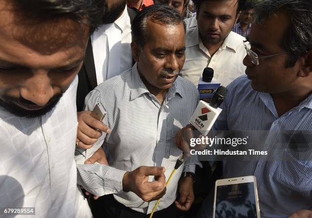 Nirbhaya's father surrounded by journalists after the Supreme Court pronounced verdict on the appeals filed by four death row convicts against death...