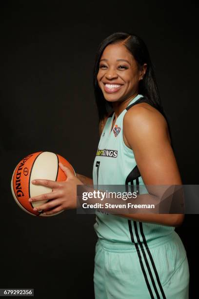 May 04: Kia Vaughn of the New York Liberty poses for a portrait at Media Day at MSG Training Center on May 4, 2017 in Tarrytown, New York. NOTE TO...