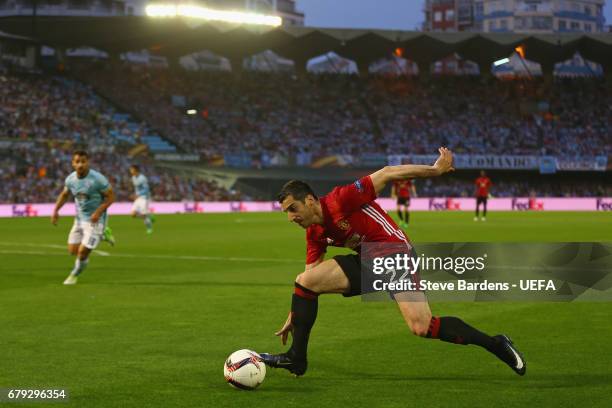 Henrikh Mkhitaryan of Manchester United in action during the UEFA Europa League, semi final first leg match, between Celta Vigo and Manchester United...