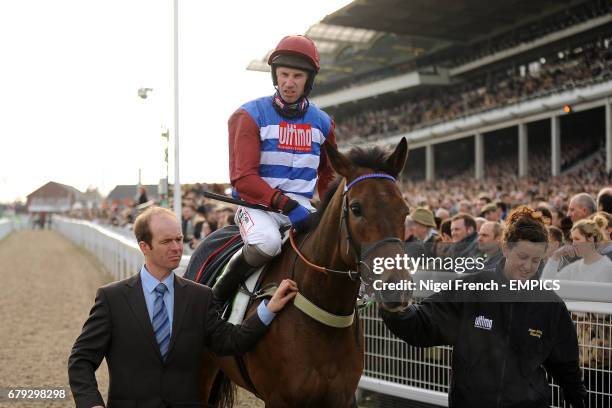 Grumeti ridden by Wayne Hutchinson after competing in the Stan James Champion Hurdle Challenge Trophy