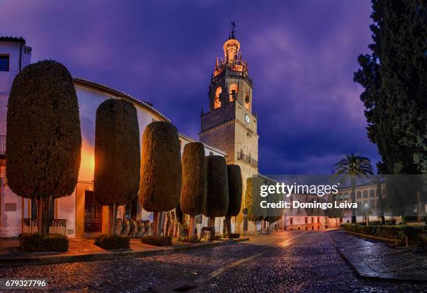 church of santa maria la mayor, ronda - fachada arquitectónica stock-fotos und bilder