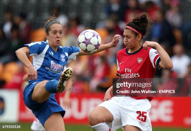 Arsenal's Jade Bailey, battles for possession of the ball with Birmingham City's Josanne Potter,