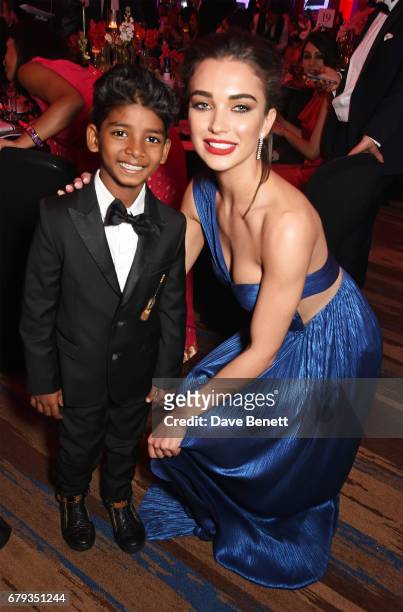 Sunny Pawar and Amy Jackson attend The Asian Awards at Hilton Park Lane on May 5, 2017 in London, England.
