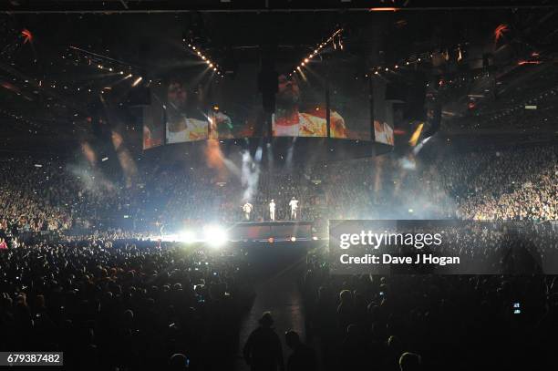 General view of the Take That performance on the opening night of Wonderland Live 2017 at Genting Arena on May 5, 2017 in Birmingham, United Kingdom.