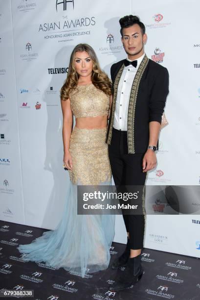 Abi Clarke and Junaid Ahmed attend The Asian Awards at Hilton Park Lane on May 5, 2017 in London, England.