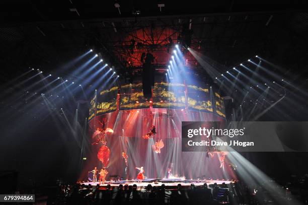 General view of Take That on the opening night of Wonderland Live 2017 at Genting Arena on May 5, 2017 in Birmingham, United Kingdom.