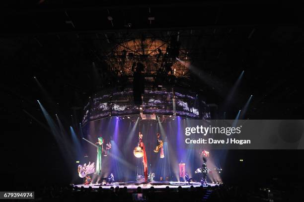 General view of Take That on the opening night of Wonderland Live 2017 at Genting Arena on May 5, 2017 in Birmingham, United Kingdom.