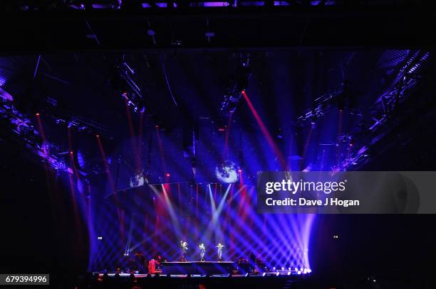 General view of Take That on the opening night of Wonderland Live 2017 at Genting Arena on May 5, 2017 in Birmingham, United Kingdom.