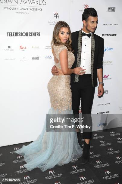 Abigail Clarke and Junaid Ahmed attend The Asian Awards at Hilton Park Lane on May 5, 2017 in London, England.