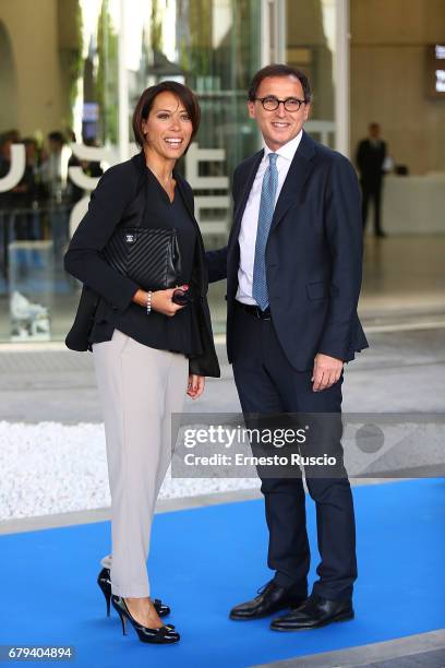 Nunzia De Girolamo and Francesco Boccia attend President Mattarella Visits Maxxi Museum at Maxxi Museum on May 5, 2017 in Rome, Italy.