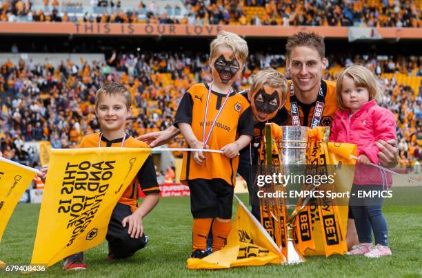 Wolverhampton Wanderer's David Edwards celebrates with the trophy