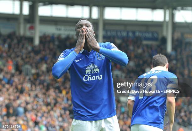 Everton's Romelu Lukaku celebrates scoring his teams second goal of the game