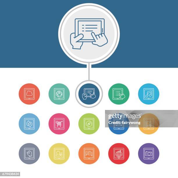 tablet icons - reading mail stock illustrations