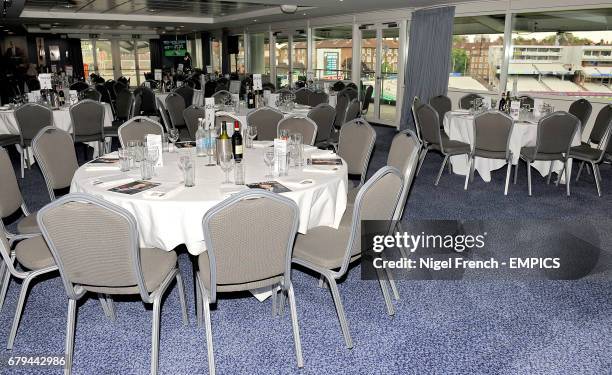 Freshly laid tables at the India Lounge at the Kia Oval