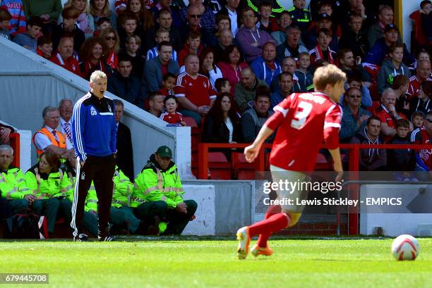 Nottingham Forest caretaker manager Gary Brazil shouts instructions to his team from on the touchline