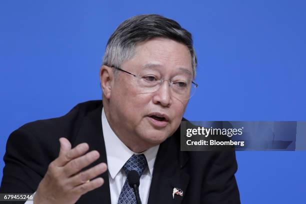 Carlos Dominguez, the Philippines' secretary of finance, speaks during a news conference following the 20th ASEAN+3 Finance Ministers and Central...