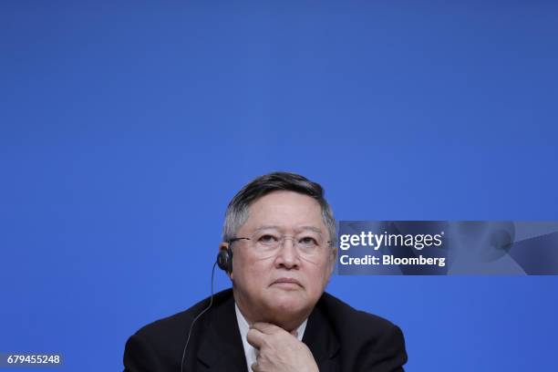 Carlos Dominguez, the Philippines' secretary of finance, pauses during a news conference following the 20th ASEAN+3 Finance Ministers and Central...