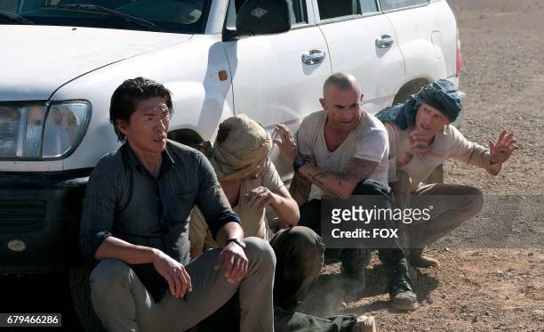 Rick Yune, Augustus Prew, Dominic Purcell and Wentworth Miller in the all-new Phaecia episode of PRISON BREAK airing Tuesday, May 9 on FOX.
