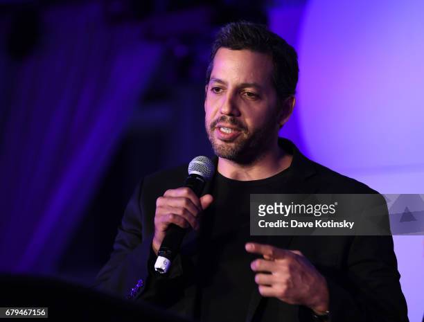 Magician David Blaine speaks during Genius Gala 6.0 at Liberty Science Center on May 5, 2017 in Jersey City, New Jersey.