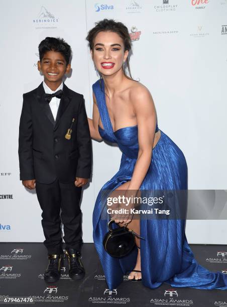 Sunny Pawar and Amy Jackson attend The Asian Awards at the Hilton Park Lane on May 5, 2017 in London, England.