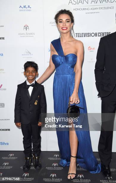 Sunny Pawar and Amy Jackson attend The Asian Awards at the Hilton Park Lane on May 5, 2017 in London, England.
