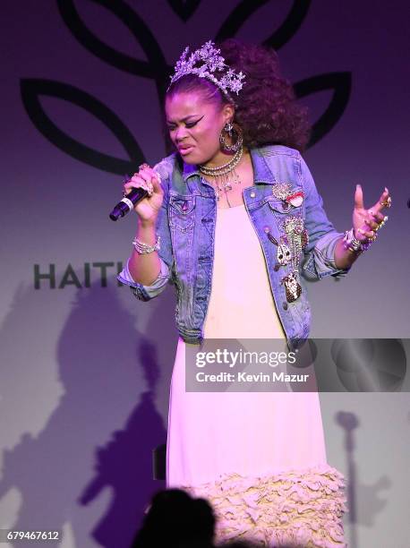 Andra Day performs onstage during Sean Penn & Friends HAITI TAKES ROOT: A Benefit Dinner & Auction to Reforest & Rebuild Haiti to Support J/P Haitian...