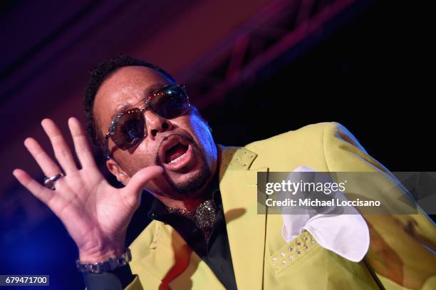 Musician Morris Day performs on stage during the Unbridled Eve Gala for the 143rd Kentucky Derby at the Galt House Hotel & Suites on May 5, 2017 in...