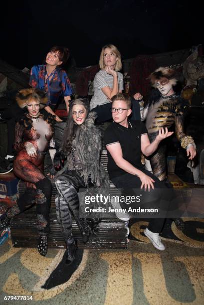 Christine Cornish Smith, Mamrie Hart, Mamie Parris, Grace Helbig, Tyler Oakley and Jakob Karr backstage at "Cats" on Broadway at the Neil Simon...