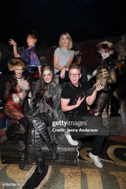 Christine Cornish Smith, Mamrie Hart, Mamie Parris, Grace Helbig, Tyler Oakley and Jakob Karr backstage at "Cats" on Broadway at the Neil Simon...