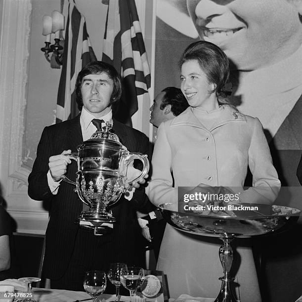 Scottish racing driver Jackie Stewart and Princess Anne at the Daily Express Sportsmen and Sportswomen of the Year Awards at the Savoy Hotel, London,...
