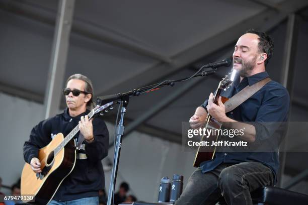 Tim Reynolds and Dave Matthews perform onstage during day 5 of the 2017 New Orleans Jazz & Heritage Festival at Fair Grounds Race Course on May 5,...