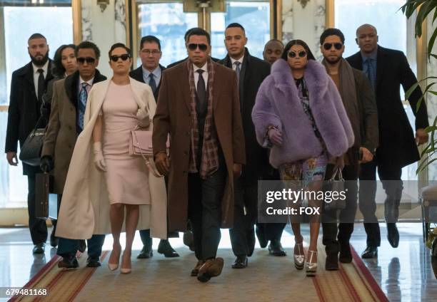 Pictured Front row L-R: Guest star Andre Royo, Grace Byers, Terrence Howard, Trai Byers, Taraji P. Henson and Jussie Smollett in the "Absent Child"...