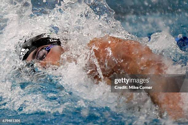 Joao De Lucca swims to a second place finish in the Men's 100m Freestyle during day two of the Arena Pro Swim Series swim meet at the Georgia Tech...