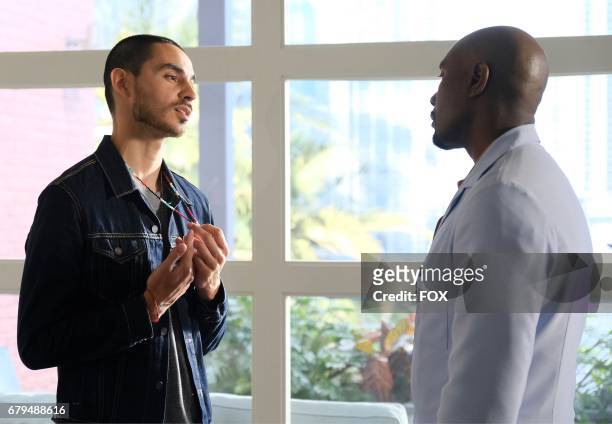 Pictured L-R: Guest star Manny Montana and Morris Chestnut in the "Blistering Heat & Brotherly Love" season finale episode of ROSEWOOD airing Friday,...
