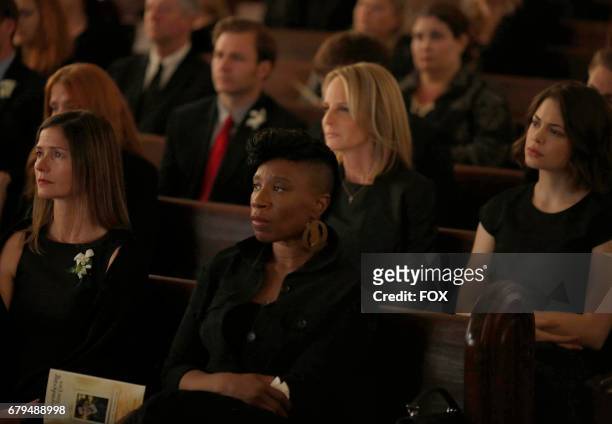 Pictured L-R: Guest star Jill Hennessy, Aisha Hinds, Helen Hunt and Conor Leslie in the "Hour Two: Betrayal of Trust" episode of SHOTS FIRED airing...