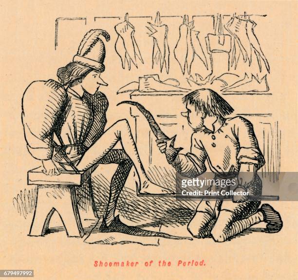 Shoemaker of the Period', c1860, . From The Comic History of England, Volume I, by Gilbert A A'Beckett [Bradbury, Agnew, & Co., London, ] Artist John...