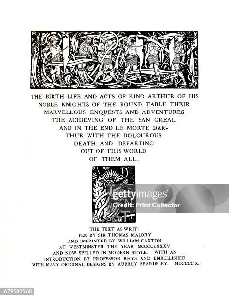 Title-Page Designed by Aubrey Beardsley for Messrs. J. M. Dent and Sons Ltd' . Illustrated edition of 'Le Morte d'Arthur' by Thomas Malory , a...