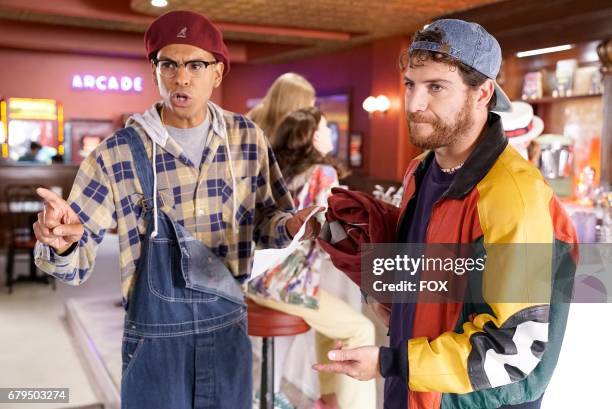 Yassir Lester and Adam Pally in the "Chadwick's Angels" episode of MAKING HISTORY airing Sunday, March 26 on FOX.