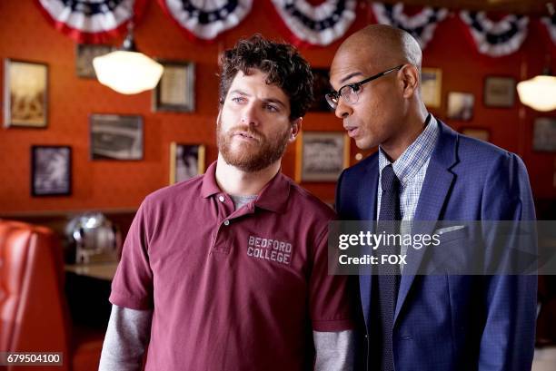 Adam Pally and Yassir Lester in the "The Duel" episode of MAKING HISTORY airing Sunday, May 7 on FOX.