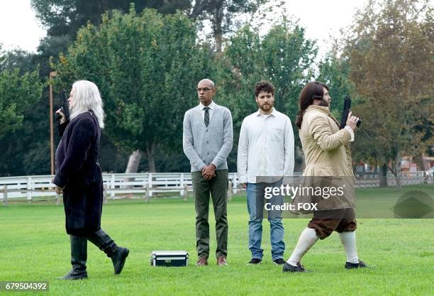 Neil Casey, Yassir Lester, Adam Pally and John Gemberling in the "The Duel" episode of MAKING HISTORY airing Sunday, May 7 on FOX.