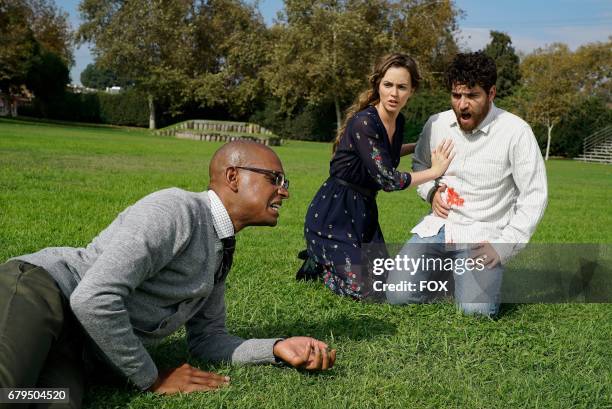 Yassir Lester, Leighton Meester and Adam Pallly in the "The Duel" episode of MAKING HISTORY airing Sunday, May 7 on FOX.