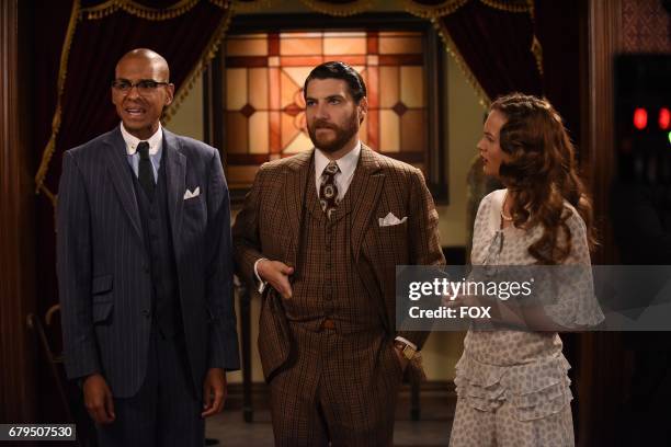 Yassir Lester, Adam Pally and Leighton Meester in the "The Godfriender" episode of MAKING HISTORY airing Sunday, April 23 on FOX.